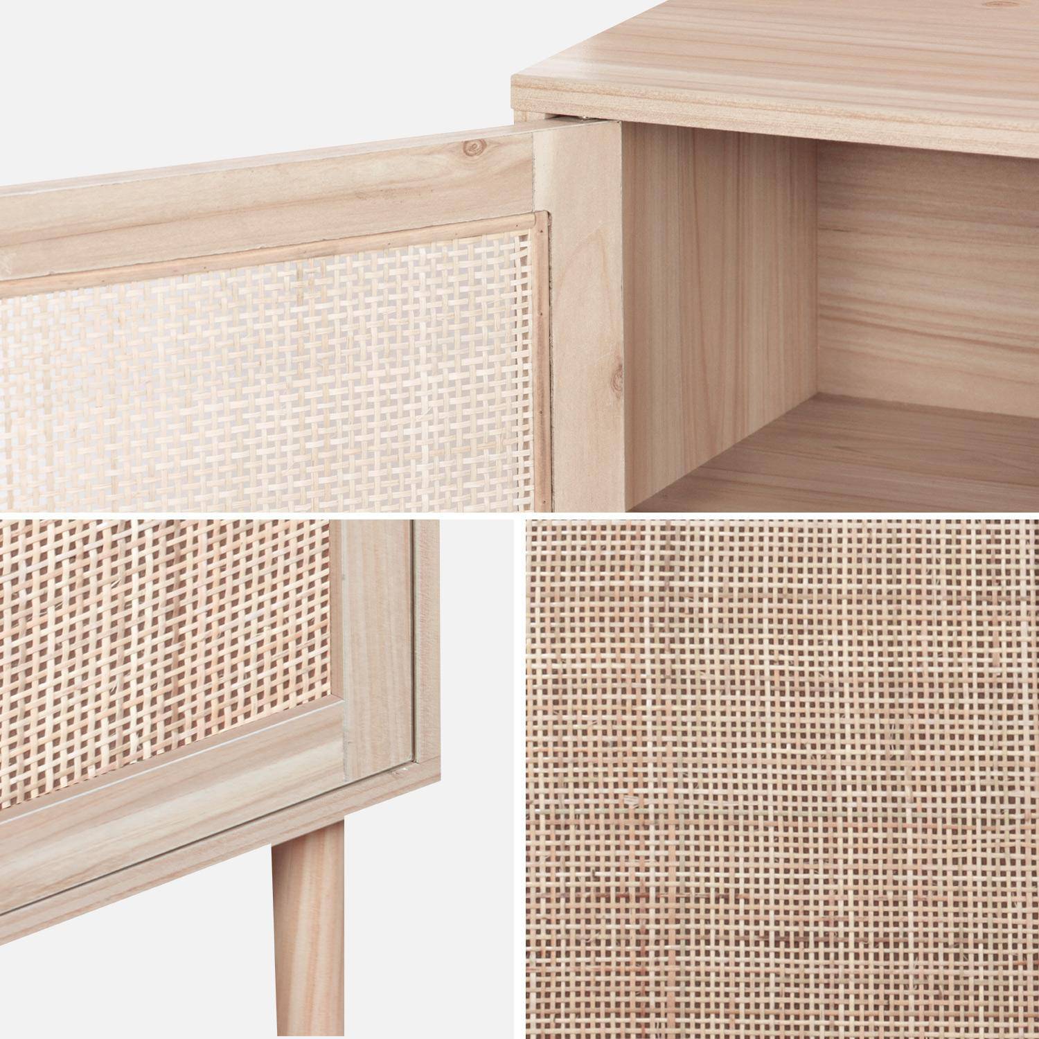 Conjunto de 2 mesas de cabeceira em vime e madeira - Camargue - 40x30x58cm, 2 níveis, 1 porta, pernas rectas Photo7