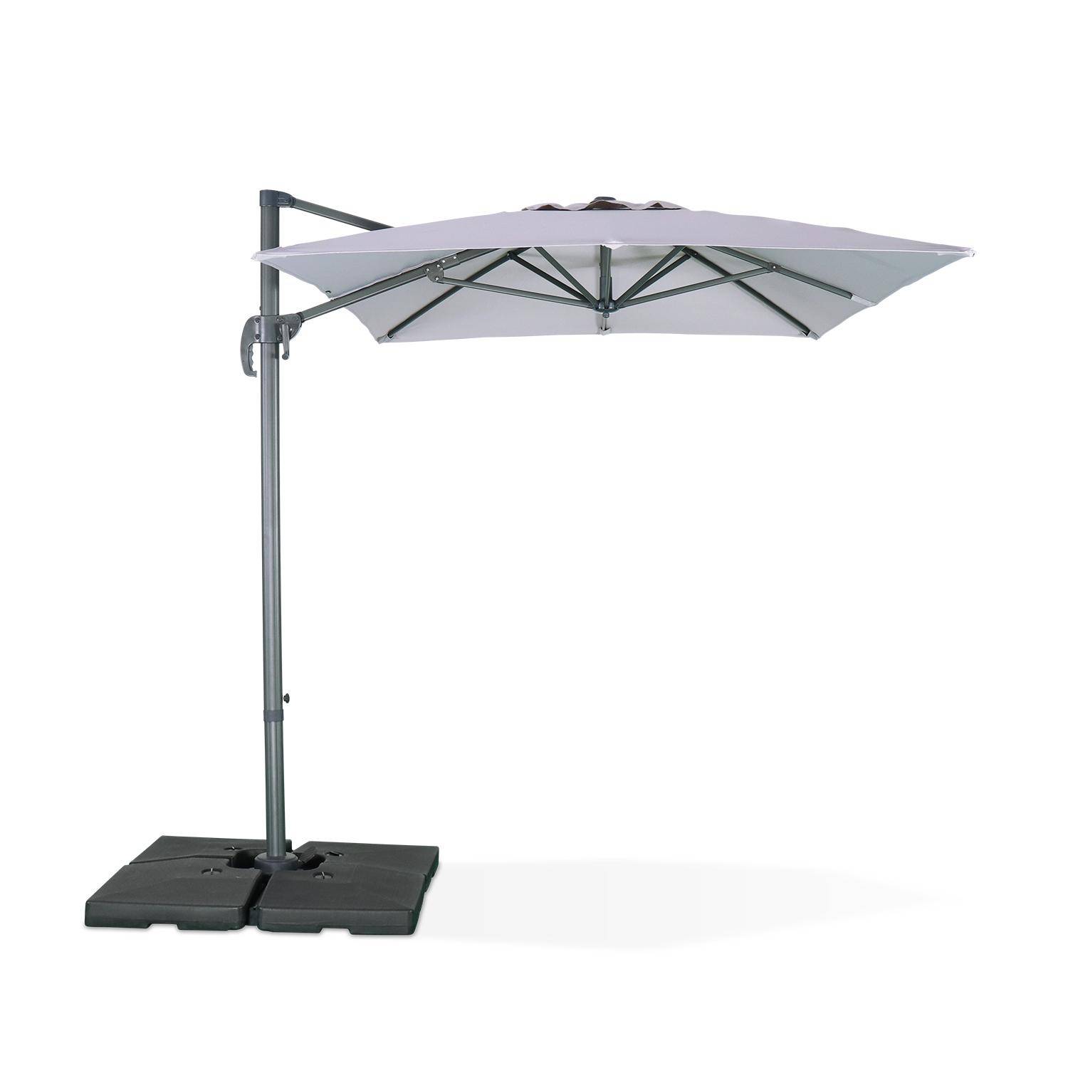 2x3m rectangular cantilever parasol - parasol can be tilted, folded and rotated 360 degrees - Antibes - Light Grey Photo2