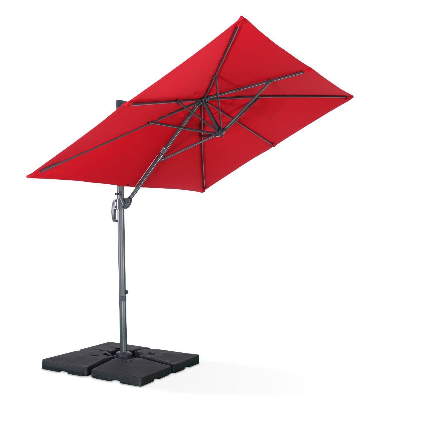 2x3m rectangular cantilever paraso - parasol can be tilted, folded and rotated 360 degreesl - Antibes - Red,sweeek,Photo3