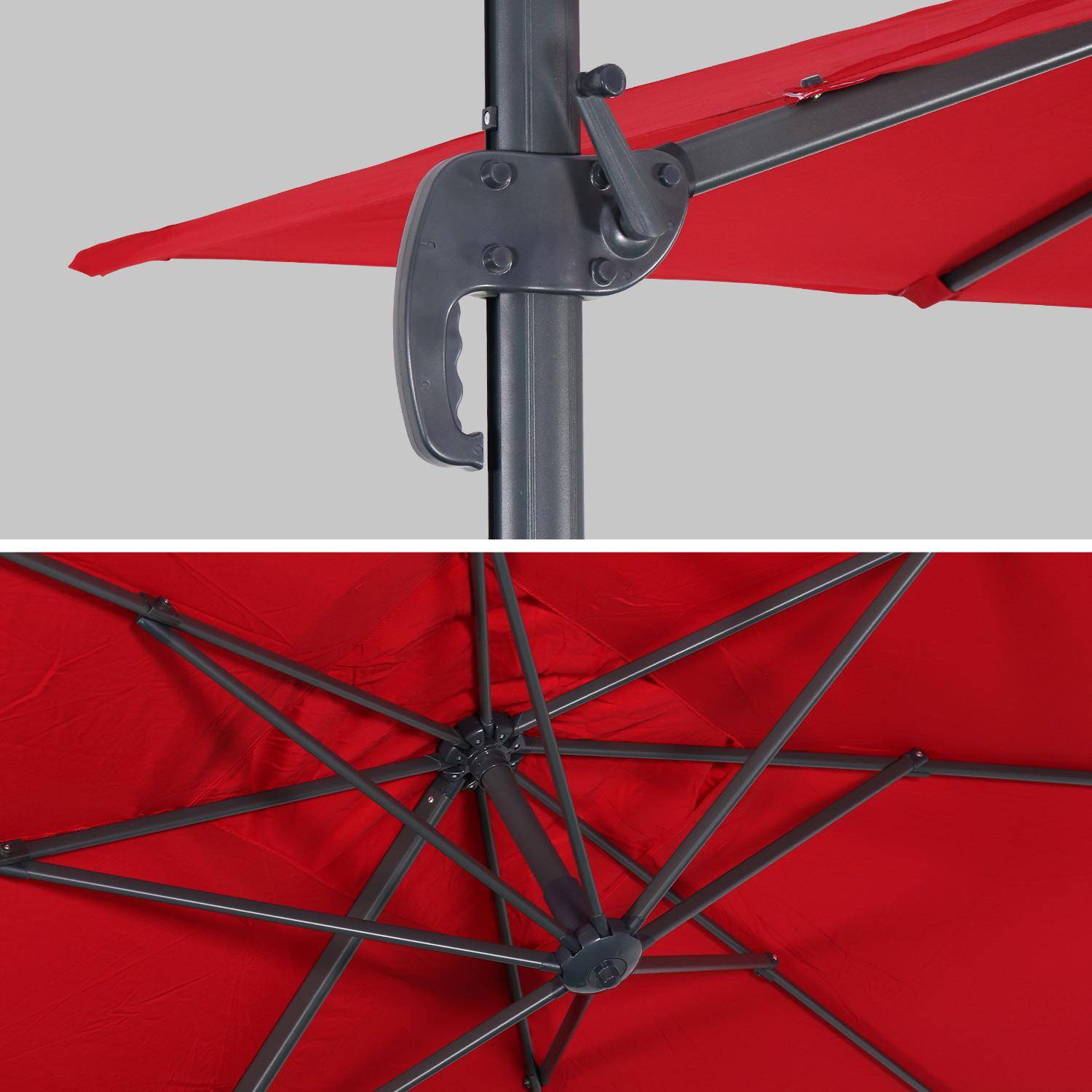 2x3m rectangular cantilever paraso - parasol can be tilted, folded and rotated 360 degreesl - Antibes - Red,sweeek,Photo4