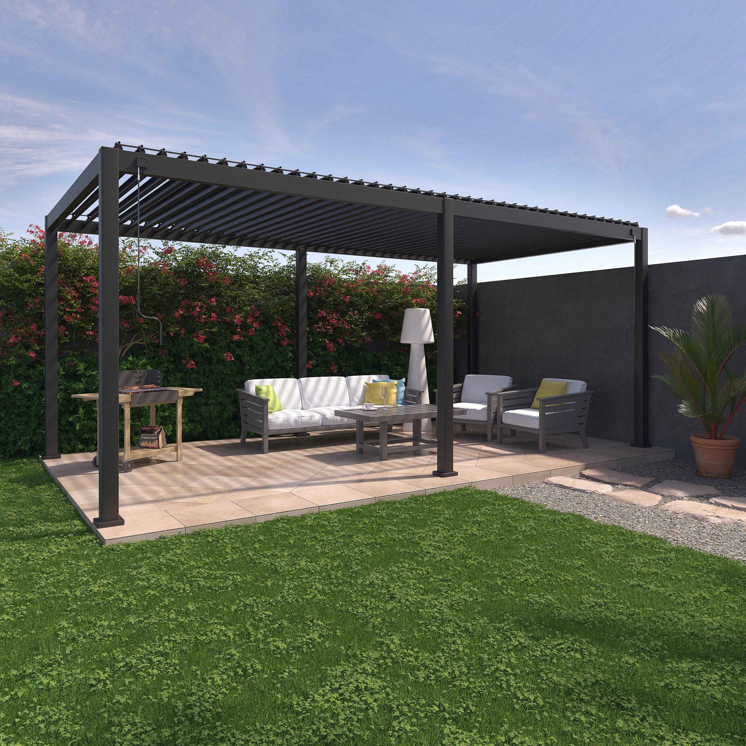 Pérgola bioclimática 3x6m de aluminio, Triomphe 3x6m, Antracita, 600x50x350 cm Photo1
