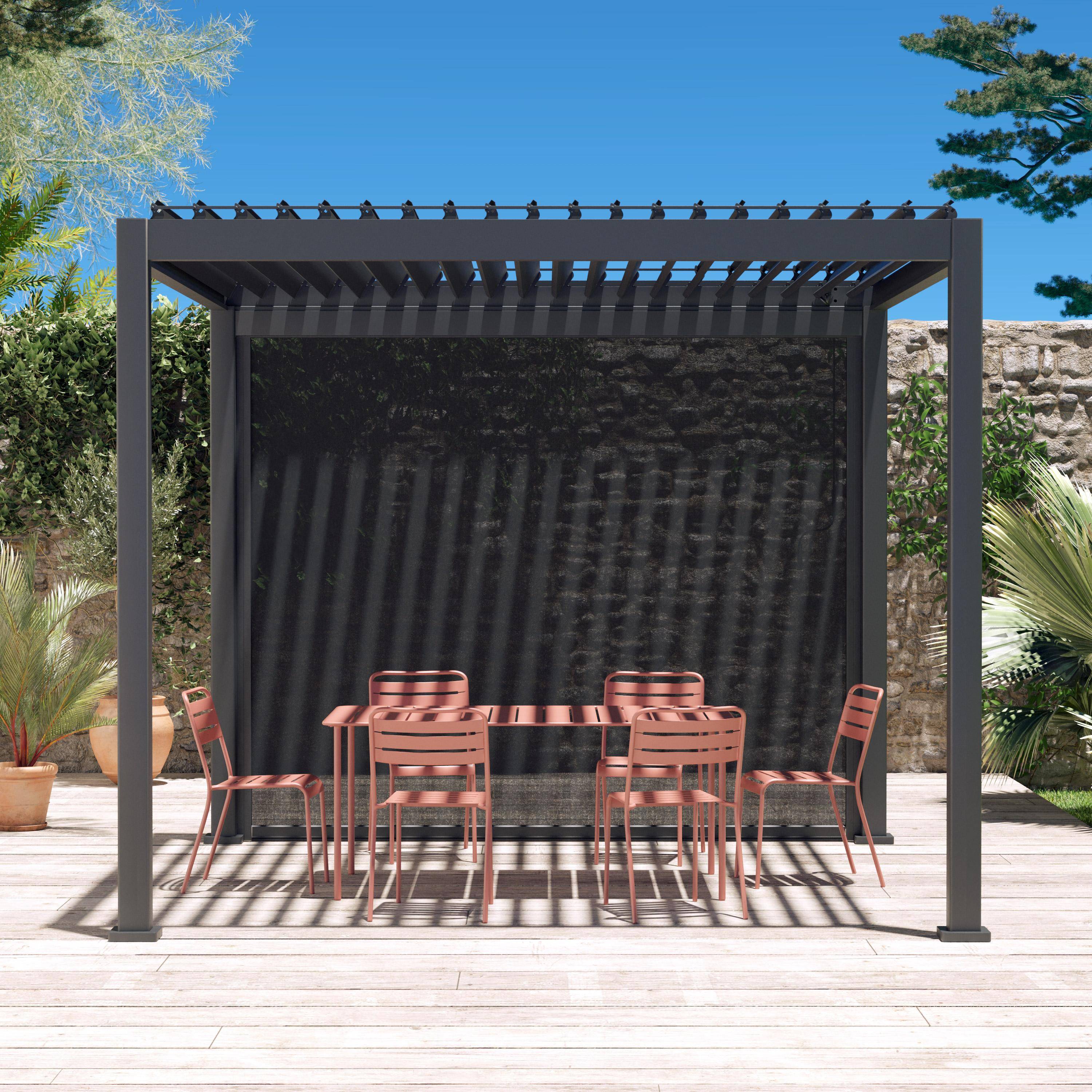 Grauer Store für bioklimatische Pergola - Triomphe - 300 cm, Aluminium und Textilen Photo1