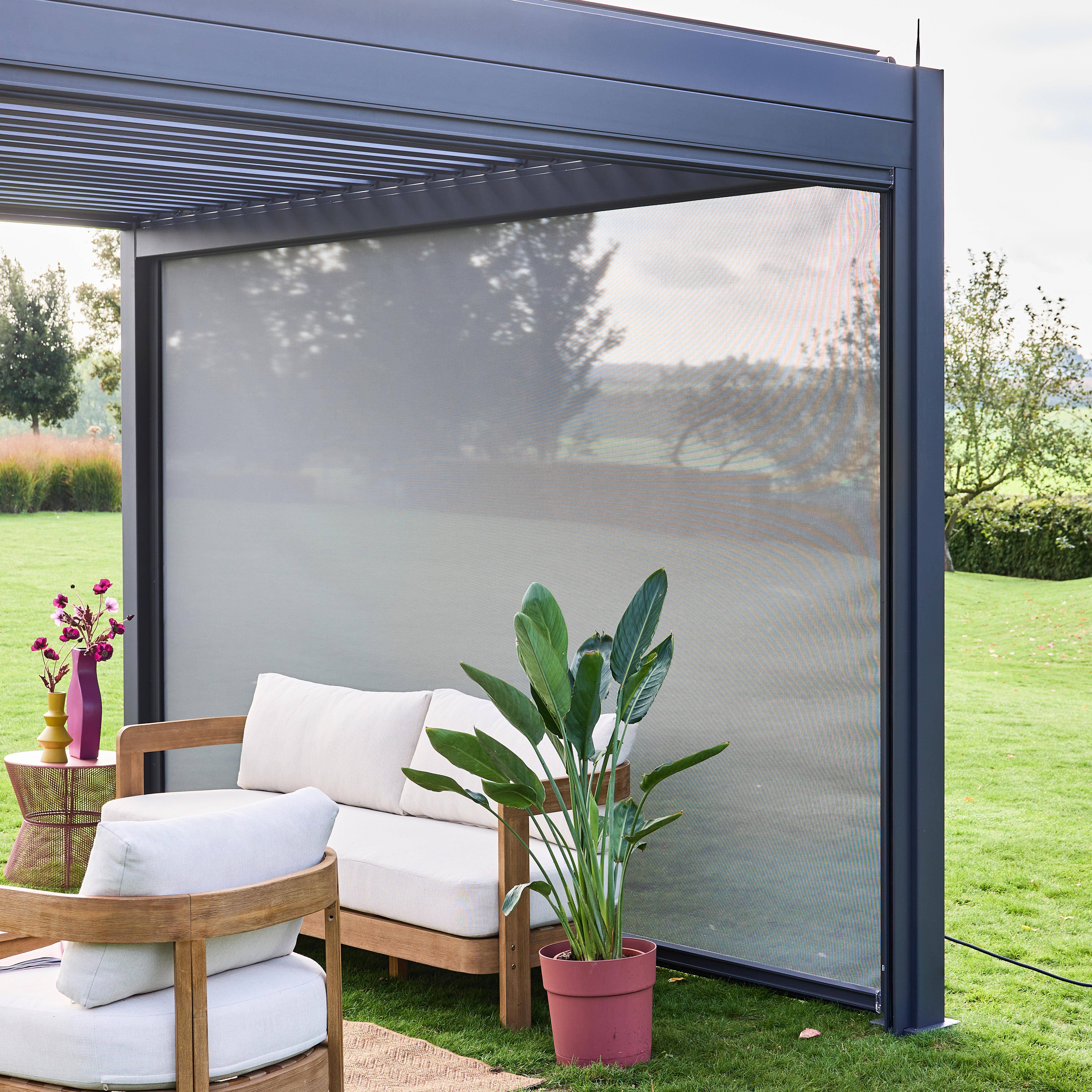 Markise für bioklimatische Pergola - Triomphe - 3x4 m, Aluminium und Textilene grau Photo3