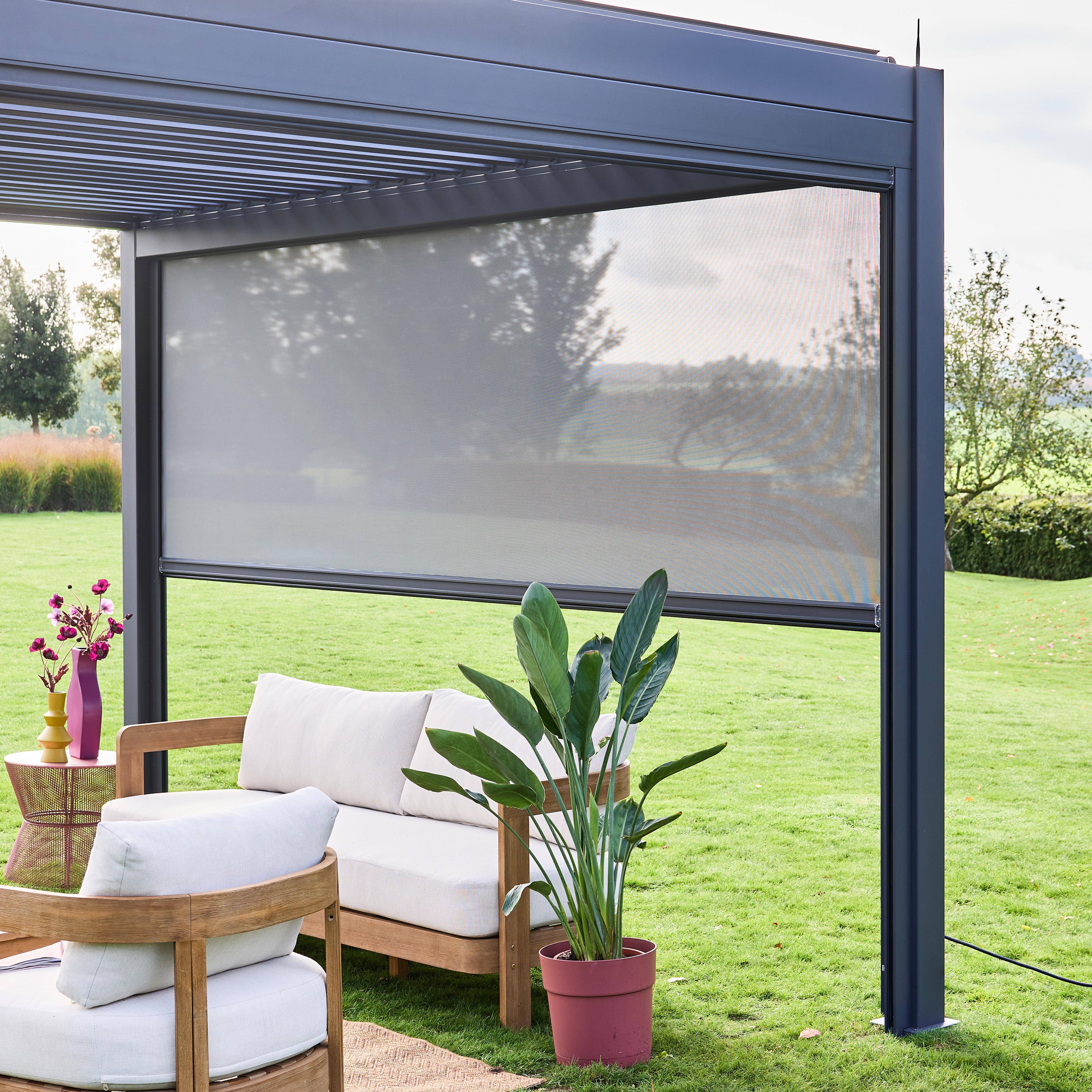 Markise für bioklimatische Pergola - Triomphe - 3x4 m, Aluminium und Textilene grau Photo4