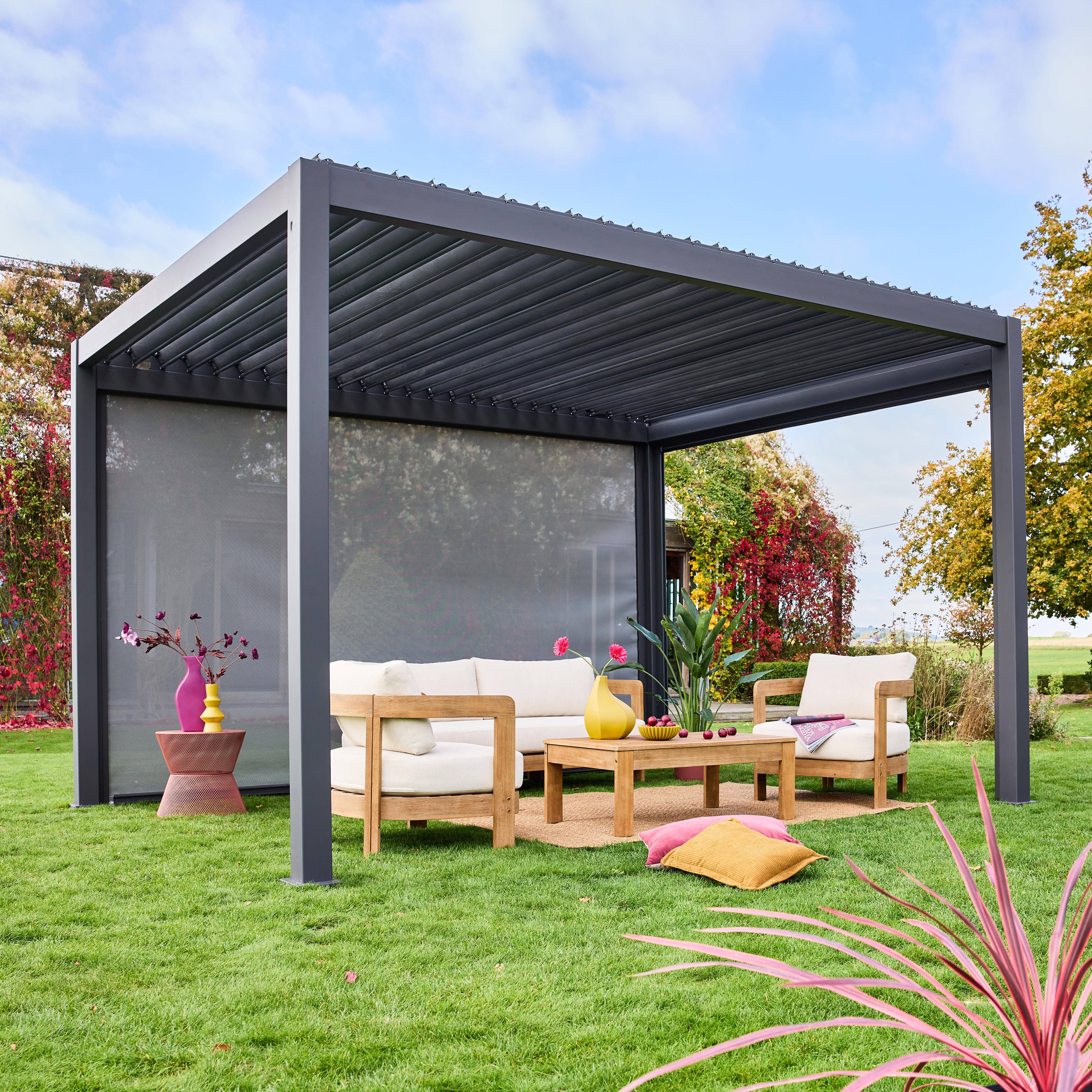 Markise für bioklimatische Pergola - Triomphe - 3x4 m, Aluminium und Textilene grau Photo1