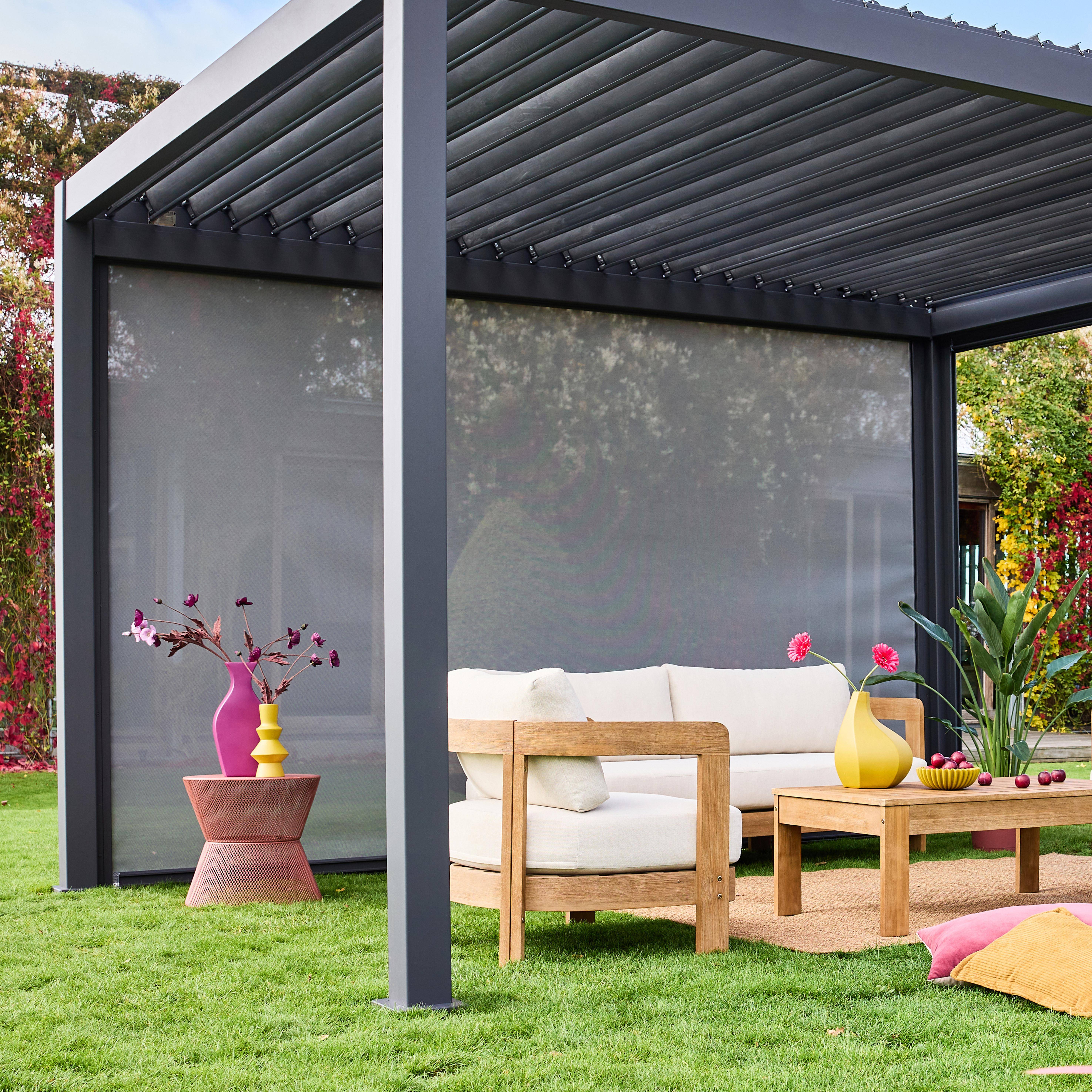 Markise für bioklimatische Pergola - Triomphe - 3x4 m, Aluminium und Textilene grau,sweeek,Photo2