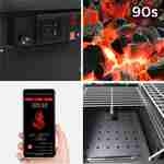 Barbecue charbon de bois - SNGONE 2.0 noir -barbecue connecté bluetooth à allumage automatique avec housse, plancha, lampe LED USB, porte-ustensiles, grille maintien au chaud & récupérateur de cendres Photo7