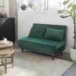 Sofá-cama verde de 2 lugares - Guesta - pernas de madeira, banco corrido, encosto reclinável Photo1