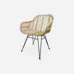 2er Set Sessel aus Rattan Natur und Metall, beigefarbenes Kissen - Cahya Photo5
