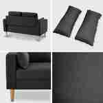 Medium 2-seater sofa Scandi-style with wooden legs - Bjorn - Dark Grey Photo4
