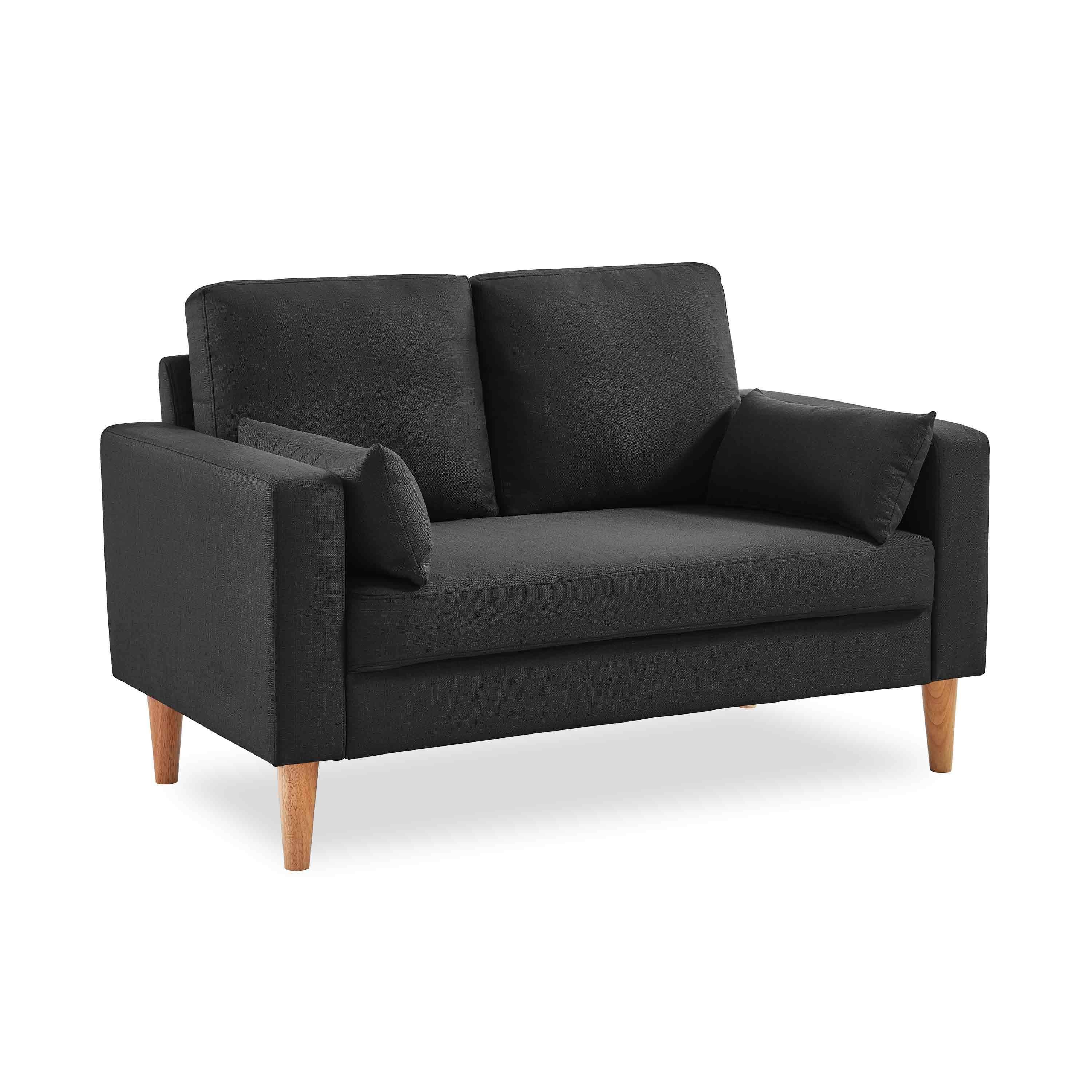 Medium 2-seater sofa Scandi-style with wooden legs - Bjorn - Dark Grey,sweeek,Photo2