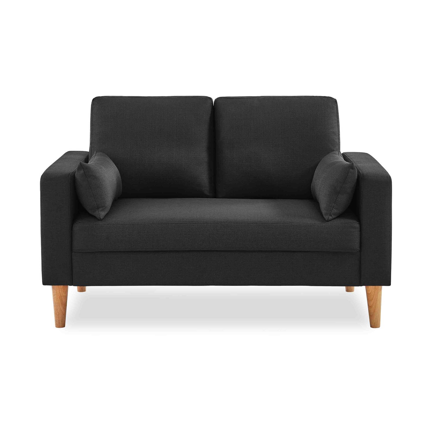 Medium 2-seater sofa Scandi-style with wooden legs - Bjorn - Dark Grey Photo3