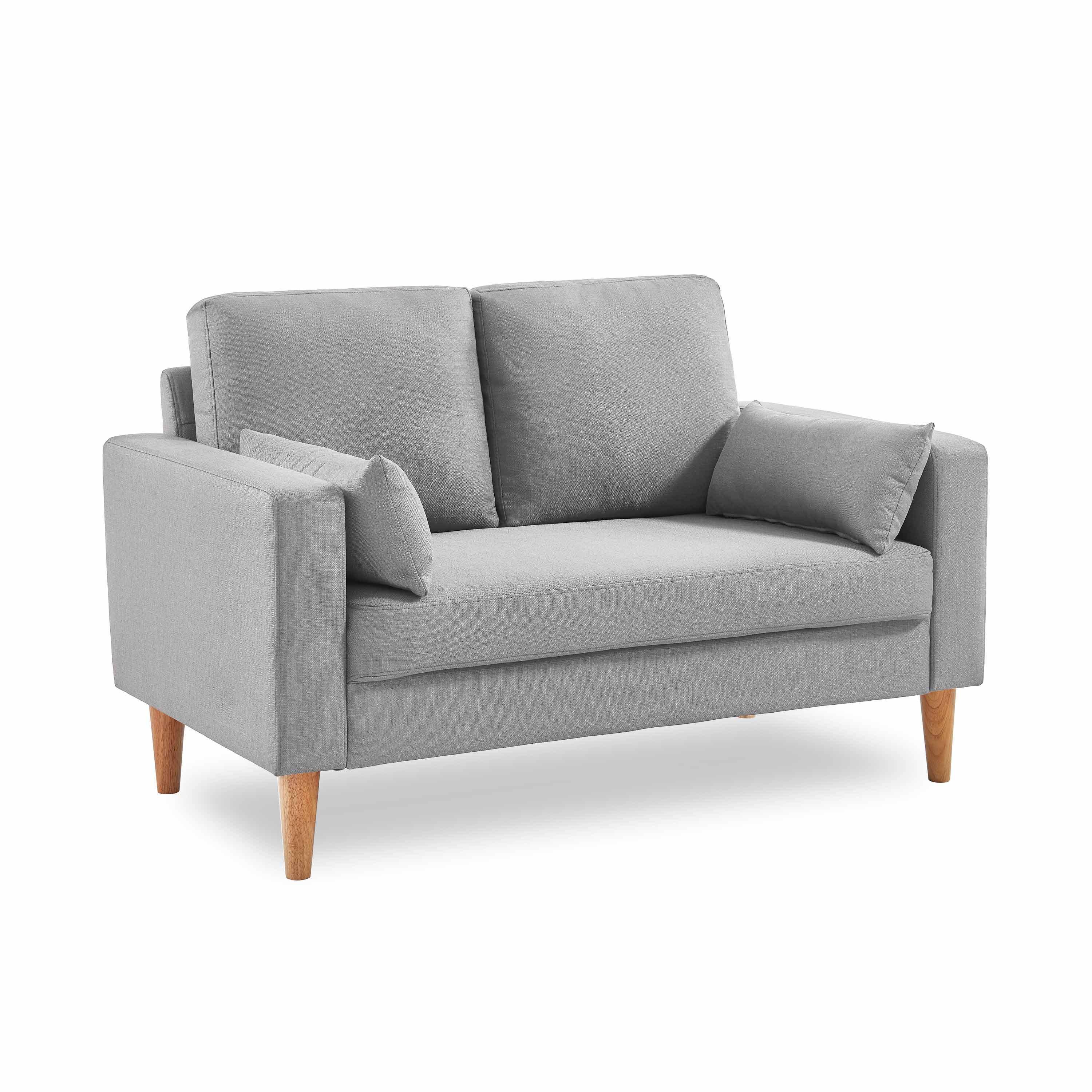 Medium 2-seater sofa Scandi-style with wooden legs - Bjorn - Light Grey Photo2