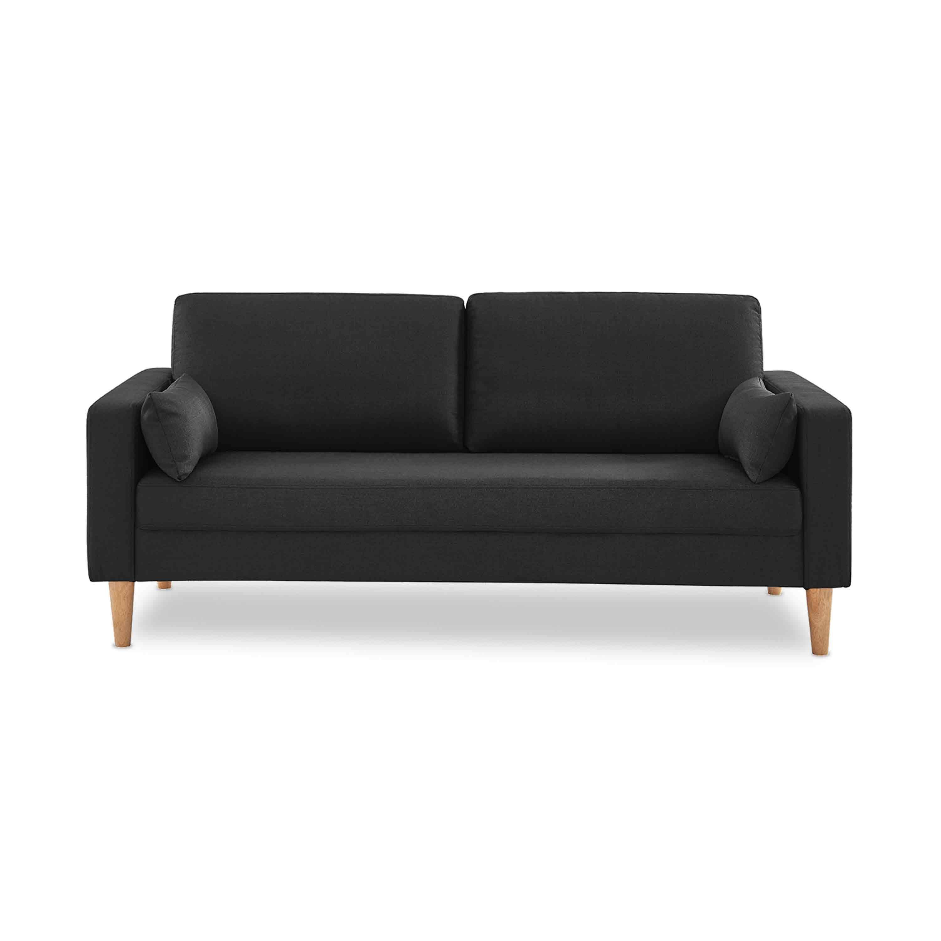 Large 3-seater sofa Scandi-style with wooden legs - Bjorn - Dark Grey,sweeek,Photo3