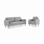 Large 3-seater sofa Scandi-style with wooden legs - Bjorn - Light Grey Photo4