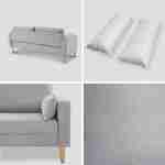 Large 3-seater sofa Scandi-style with wooden legs - Bjorn - Light Grey Photo6
