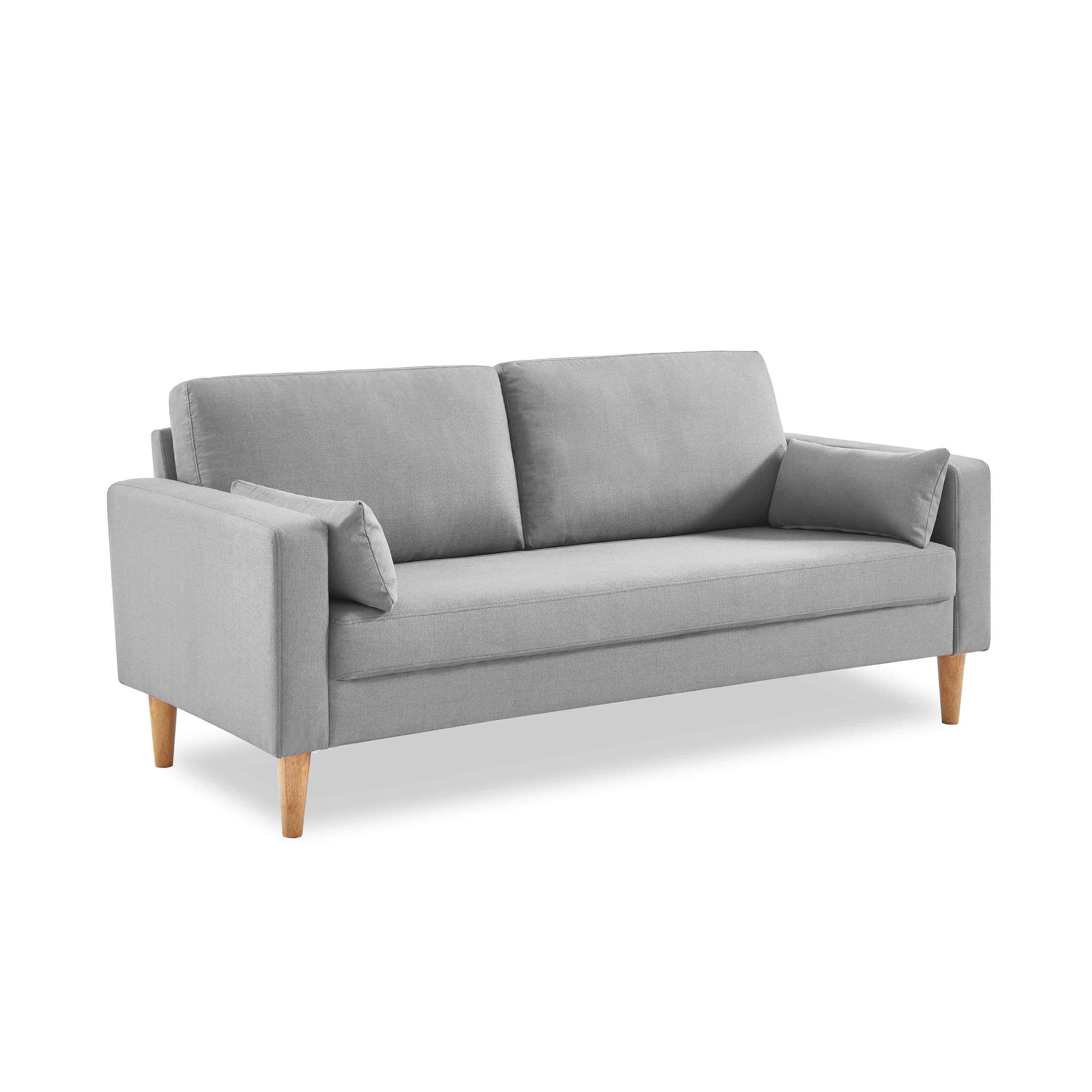 Large 3-seater sofa Scandi-style with wooden legs - Bjorn - Light Grey,sweeek,Photo2