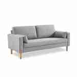 Large 3-seater sofa Scandi-style with wooden legs - Bjorn - Light Grey Photo2