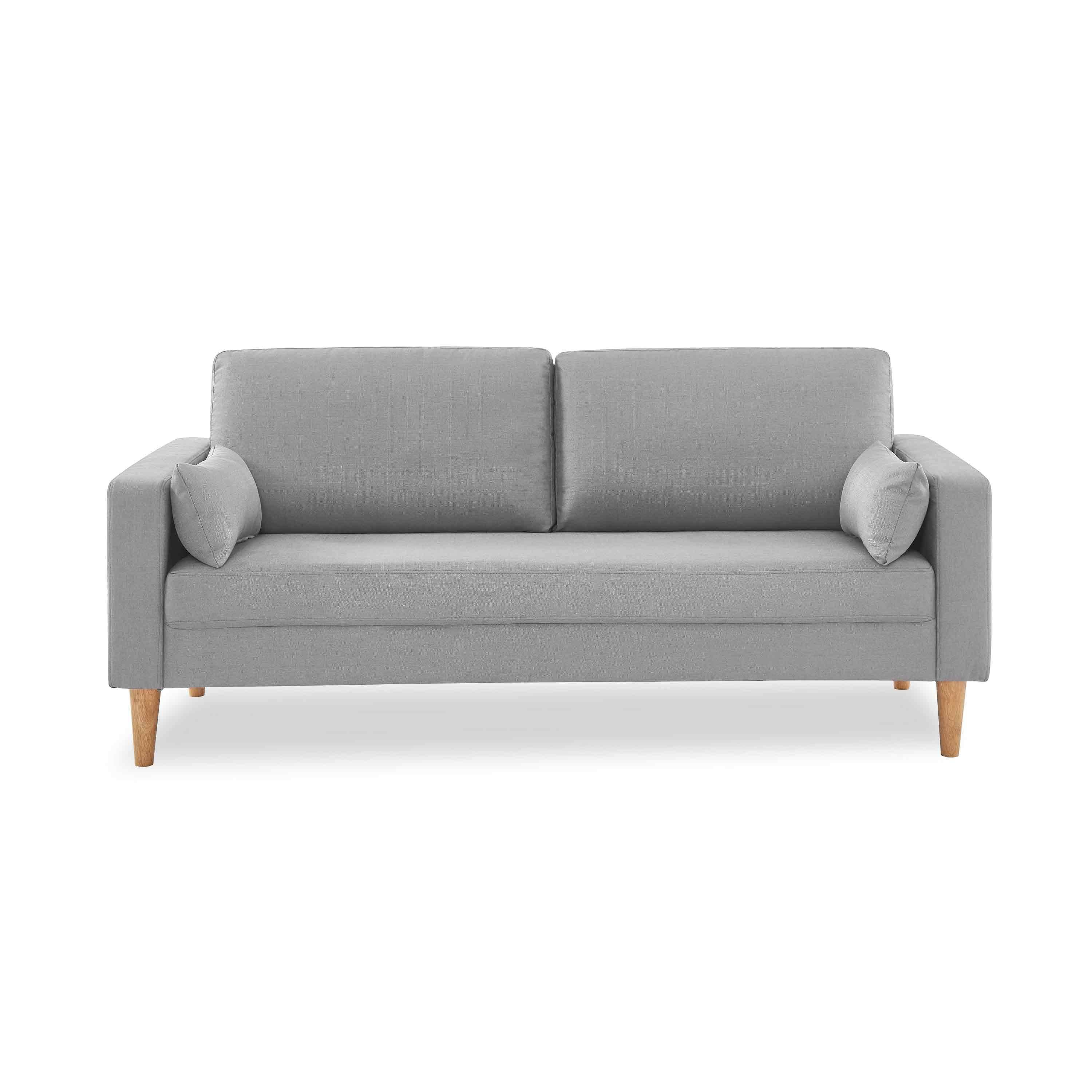 Large 3-seater sofa Scandi-style with wooden legs - Bjorn - Light Grey,sweeek,Photo3