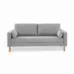 Large 3-seater sofa Scandi-style with wooden legs - Bjorn - Light Grey Photo3