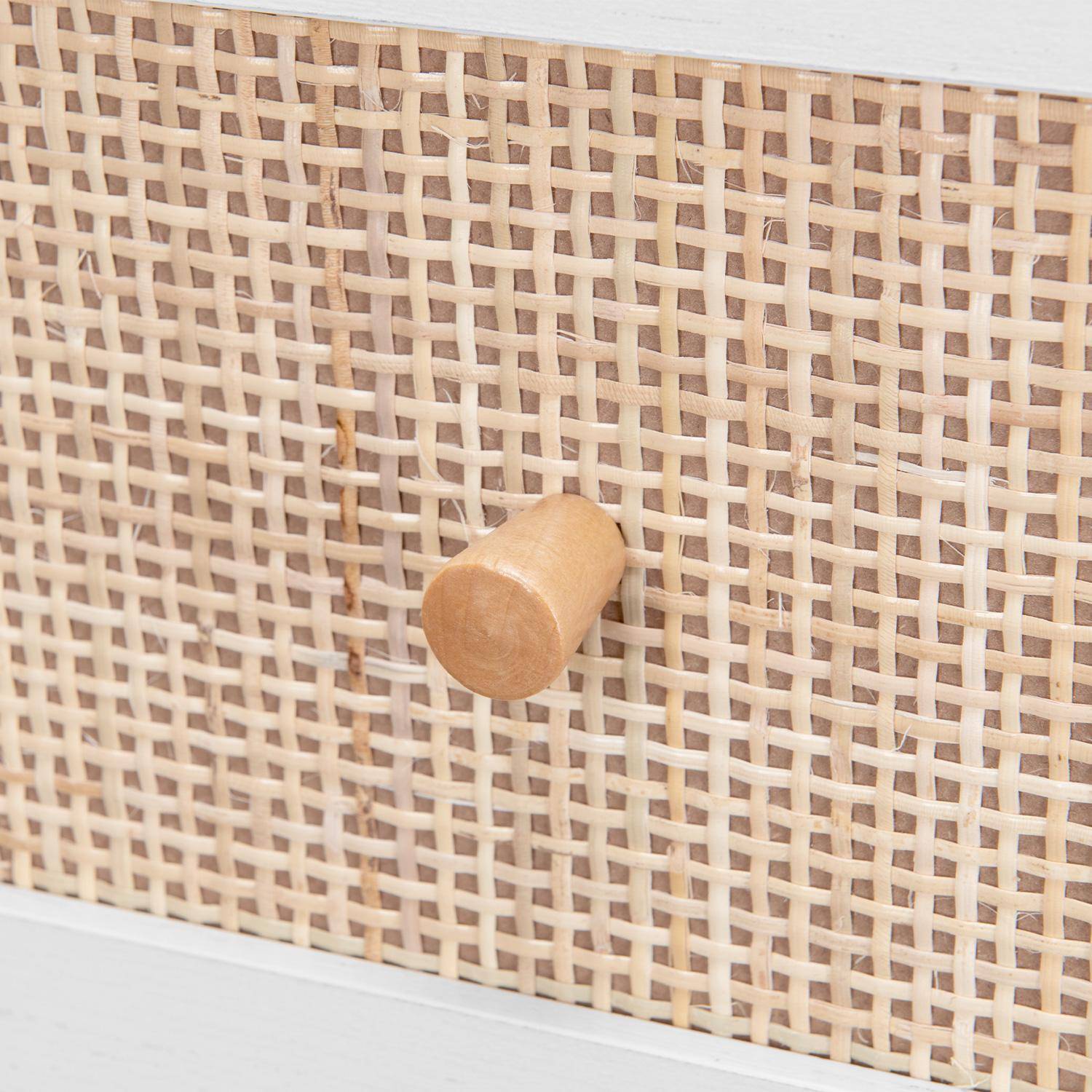 Kommode aus Holzdekor Weiß und Rattangeflecht - 3 Schubladen 90 x 39 x 79 cm - Bohème  Photo5
