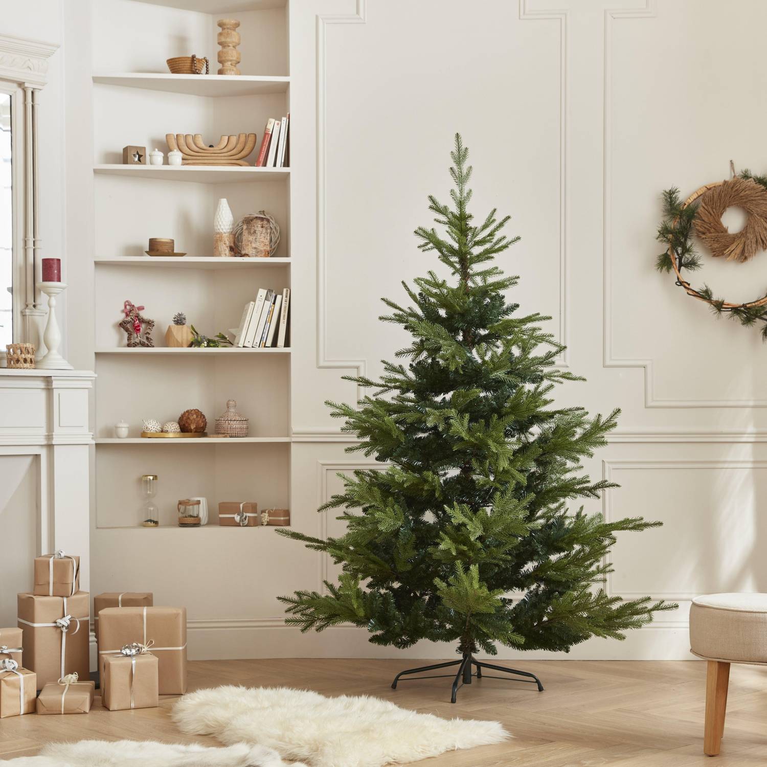 Sapin de Noël artificiel de 180cm - Rimbey - aiguilles mixtes, aspect réaliste, pied inclus Photo1