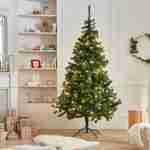 Sapin de Noël artificiel de 210 cm avec guirlande lumineuse et pied inclus Photo1