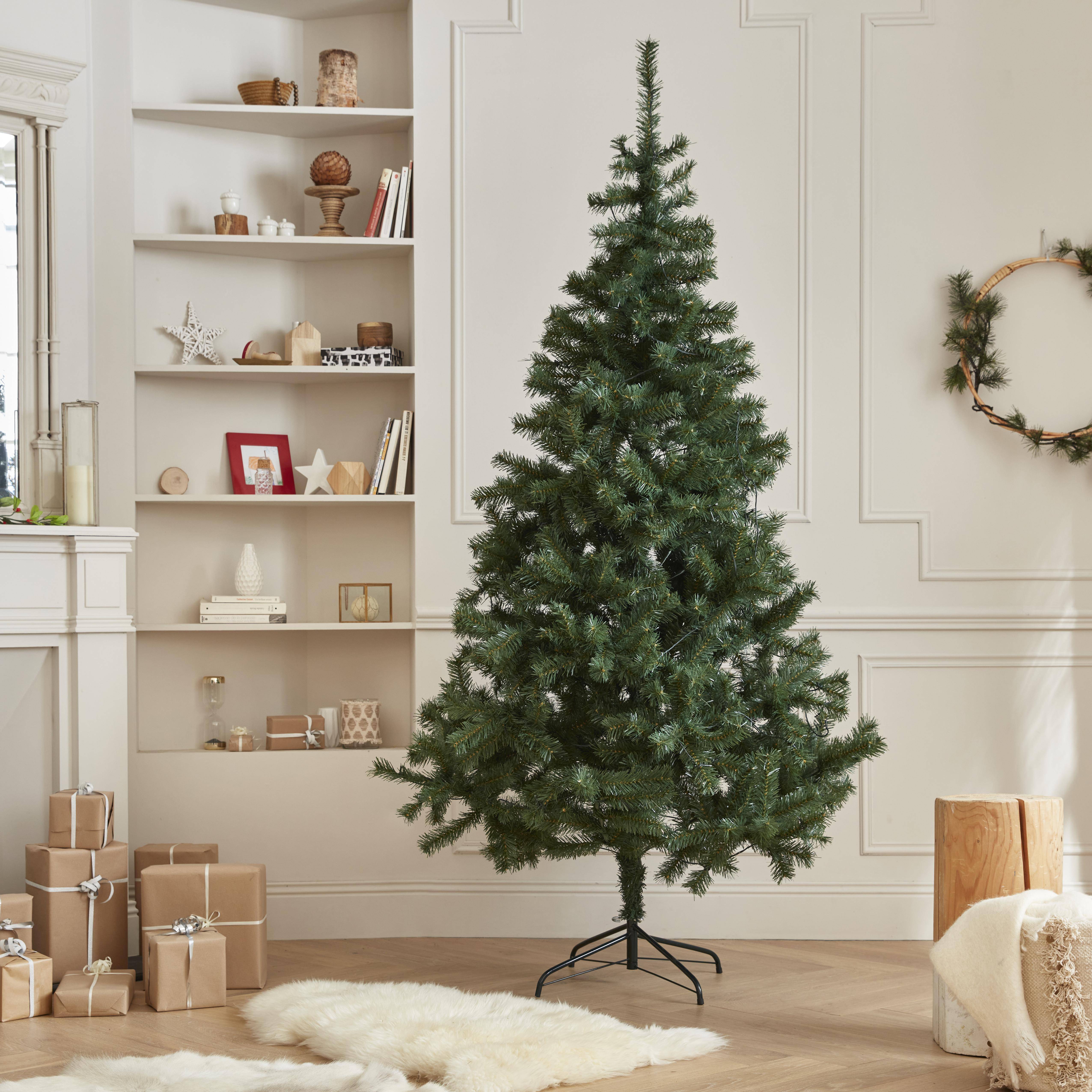 Sapin de Noël artificiel de 210 cm avec guirlande lumineuse et pied inclus Photo2