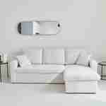 Canapé d'angle convertible en tissu bouclettes blanches - IDA - 3 places, fauteuil d'angle réversible coffre rangement lit modulable  Photo1