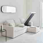 Canapé d'angle convertible en tissu bouclettes blanches - IDA - 3 places, fauteuil d'angle réversible coffre rangement lit modulable  Photo4