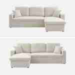 Canapé d'angle convertible en tissu bouclettes blanches - IDA - 3 places, fauteuil d'angle réversible coffre rangement lit modulable  Photo7