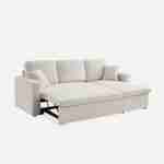 Canapé d'angle convertible en tissu bouclettes blanches - IDA - 3 places, fauteuil d'angle réversible coffre rangement lit modulable  Photo8