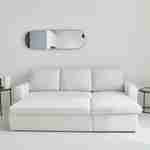 Canapé d'angle convertible en tissu bouclettes blanches - IDA - 3 places, fauteuil d'angle réversible coffre rangement lit modulable  Photo5