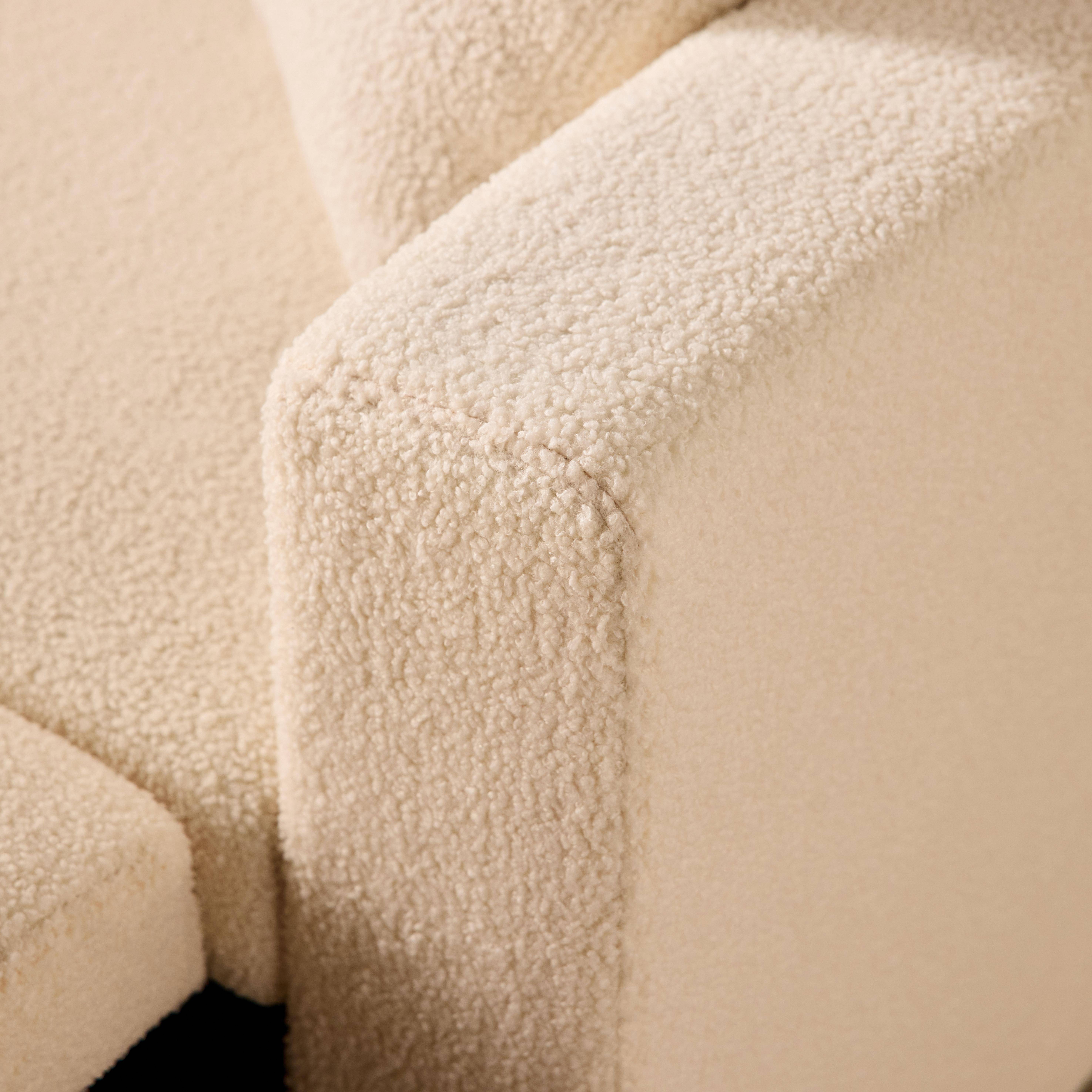 Canapé d'angle convertible en tissu bouclettes crème - IDA - 3 places, fauteuil d'angle réversible coffre rangement lit modulable ,sweeek,Photo6