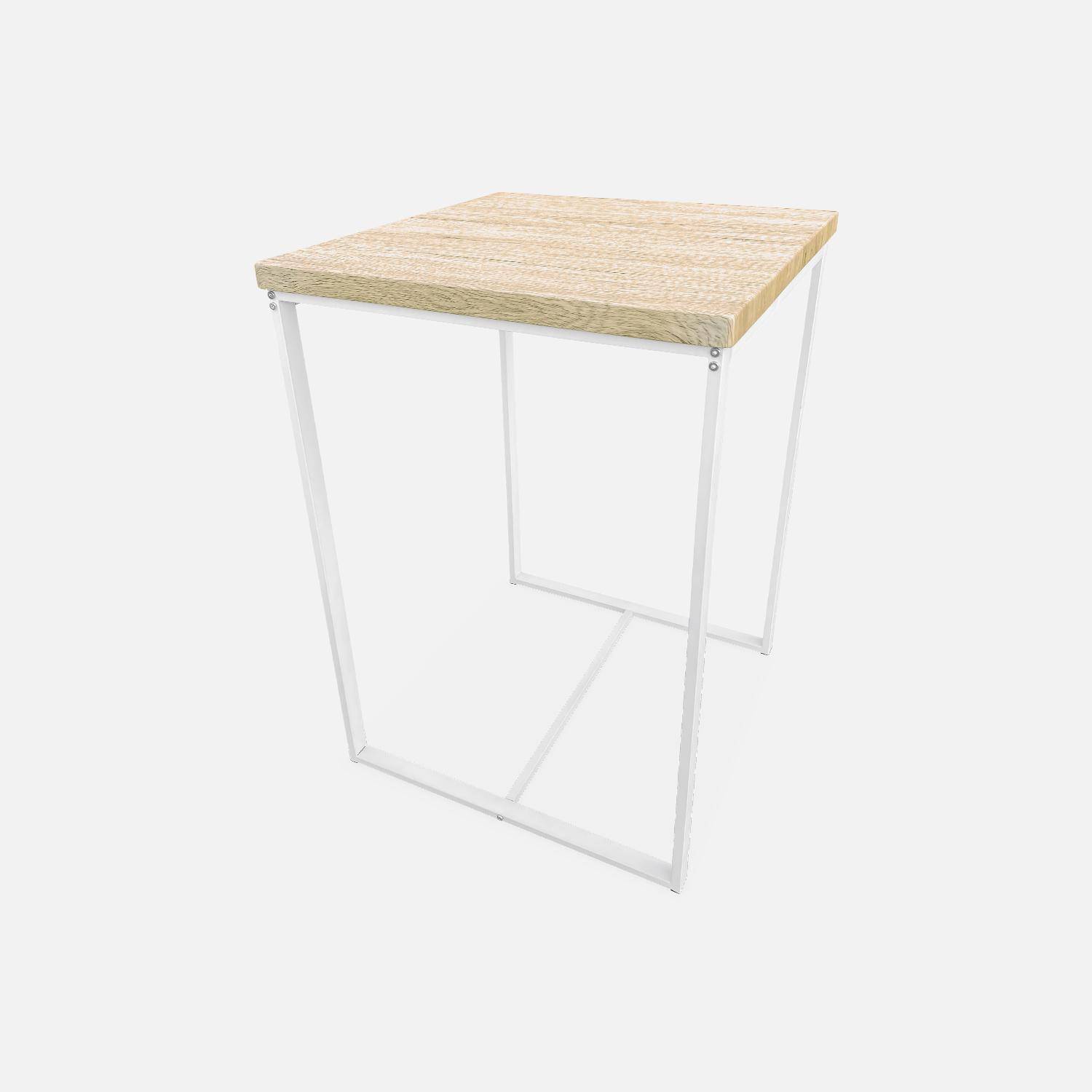 Set di tavoli alti quadrati - Loft - con 2 sgabelli da bar, decoro in acciaio e legno, da incasso, design Photo4