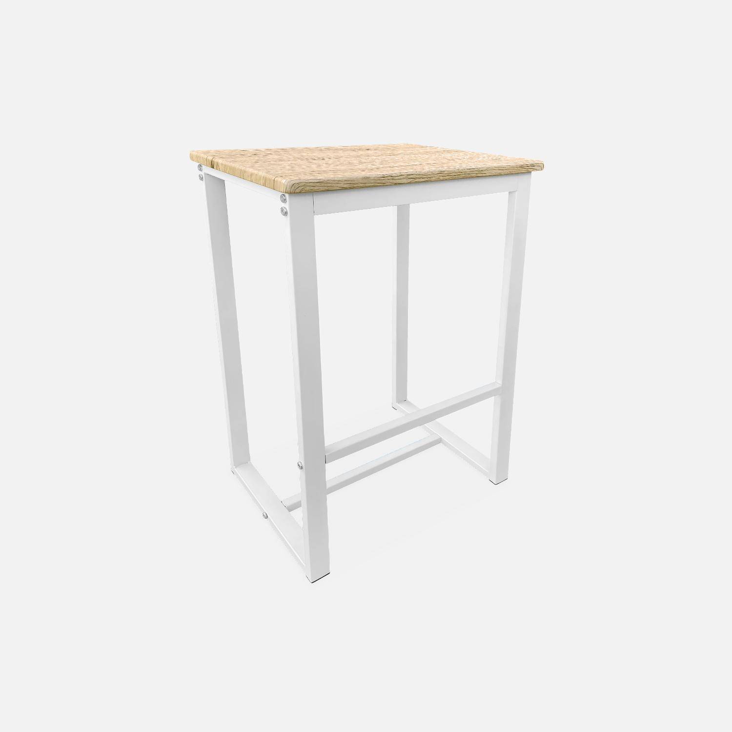 Set di tavoli alti quadrati - Loft - con 2 sgabelli da bar, decoro in acciaio e legno, da incasso, design,sweeek,Photo5