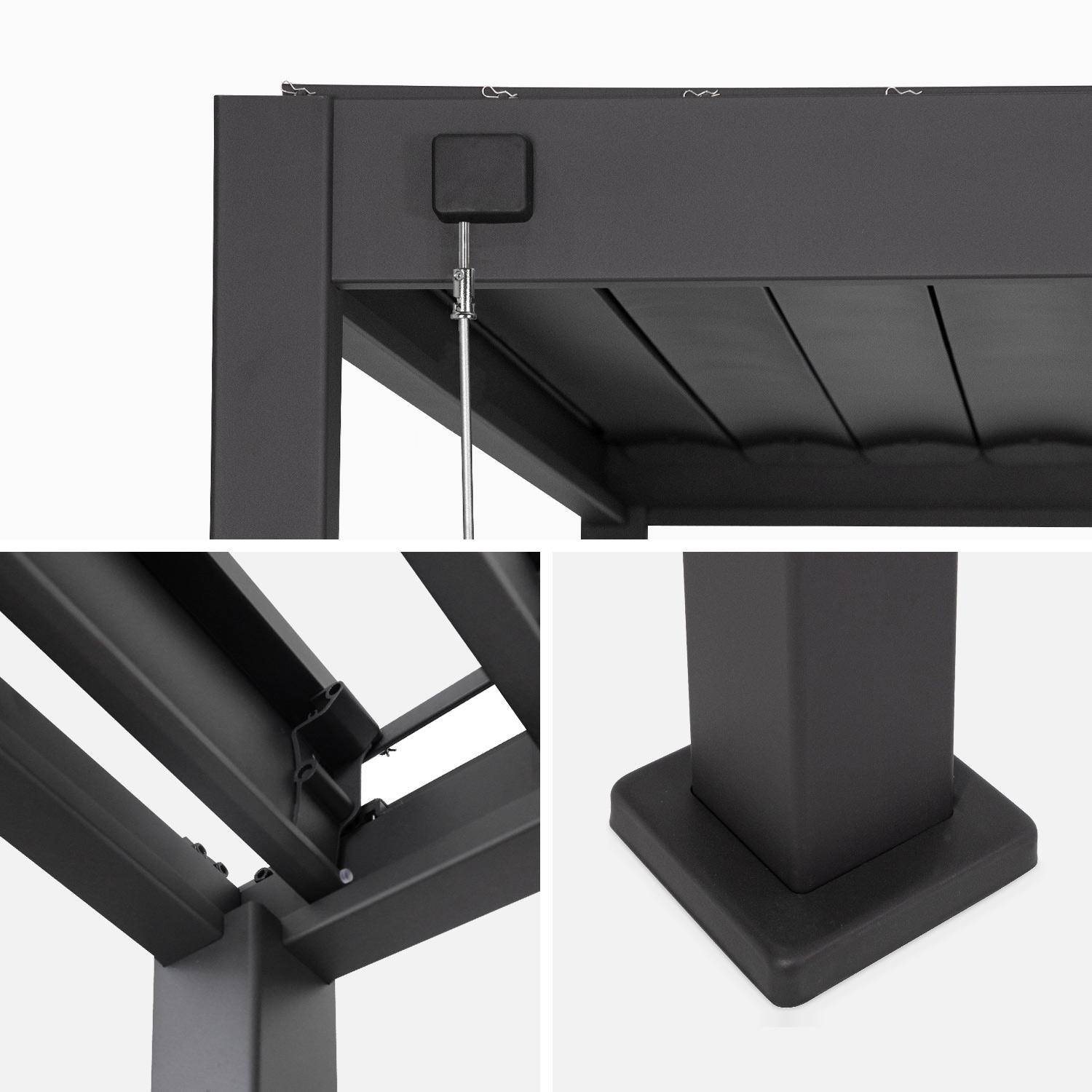 Pérgola bioclimática 3x4m con 2 toldos verticales de 3m y 4m, Triomphe 3x4m + accesorios, Antracita, 400x300x250 cm,sweeek,Photo7