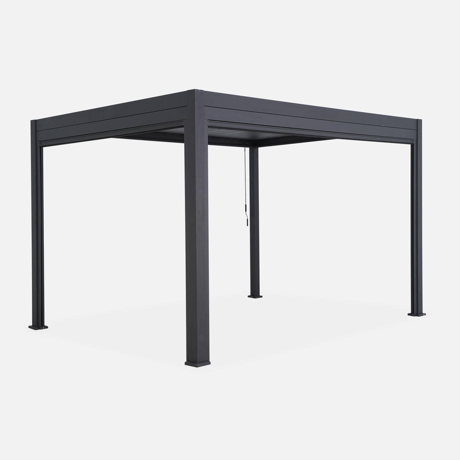 Pergola met lamellendak 4x3m aluminium met verstelbare lamellen en 1 zonnescherm 3m en 1 zonnescherm 4m antraciet - Triomphe,sweeek,Photo7
