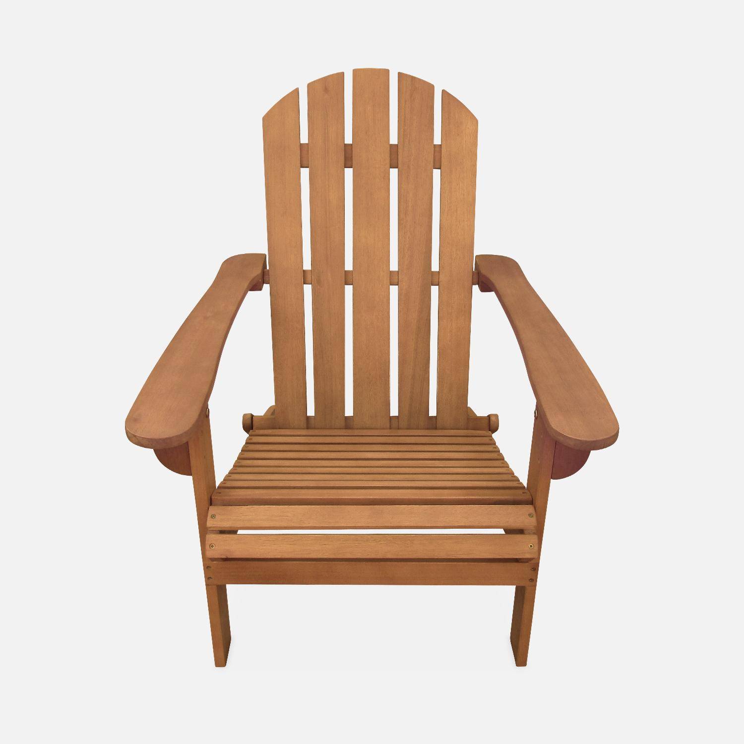 Juego de 2 sillas de jardín de madera - Adirondack Salamanca- Eucalipto FSC, sillas de patio retro, sillas de playa Photo3
