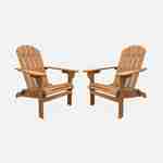 Lot de 2 fauteuils de jardin en bois - Adirondack Salamanca- Eucalyptus FSC, chaises de terrasse rétro, sièges de plage  Photo1