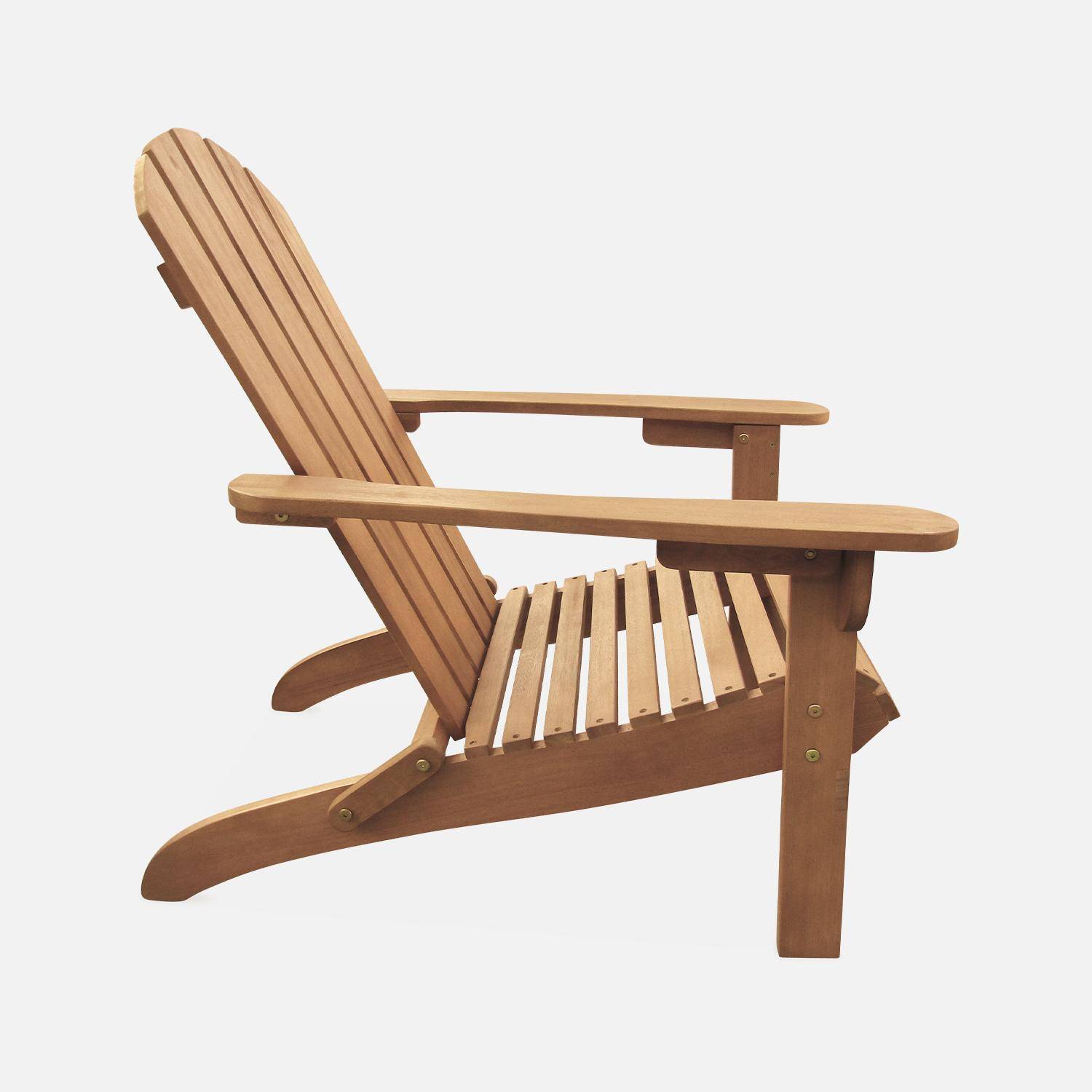 Lot de 2 fauteuils de jardin en bois - Adirondack Salamanca- Eucalyptus FSC, chaises de terrasse rétro, sièges de plage pliables Photo4
