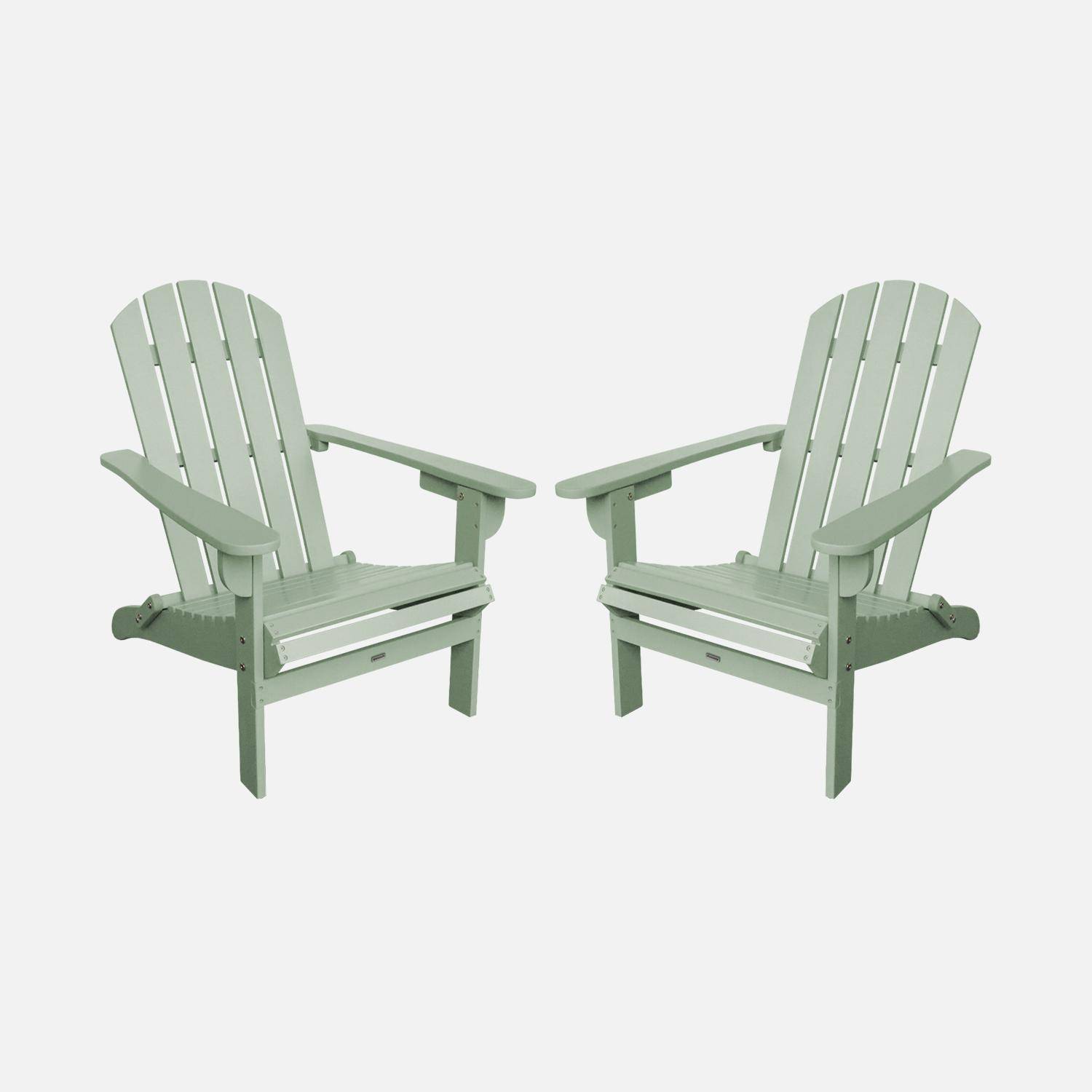Pair of foldable wooden retro garden armchair, Adirondack Salamanca  x2, Sage Green, 89x73.5x94 cm Photo1