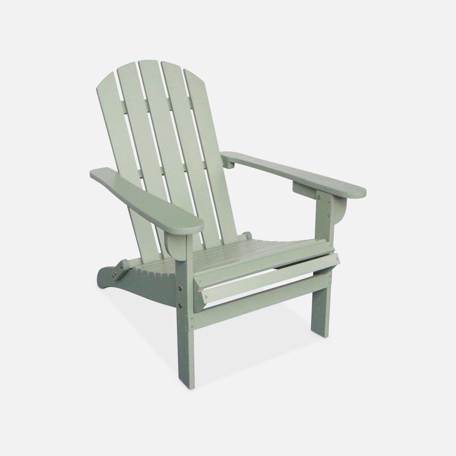 Pair of foldable wooden retro garden armchair, Adirondack Salamanca  x2, Sage Green, 89x73.5x94 cm Photo2