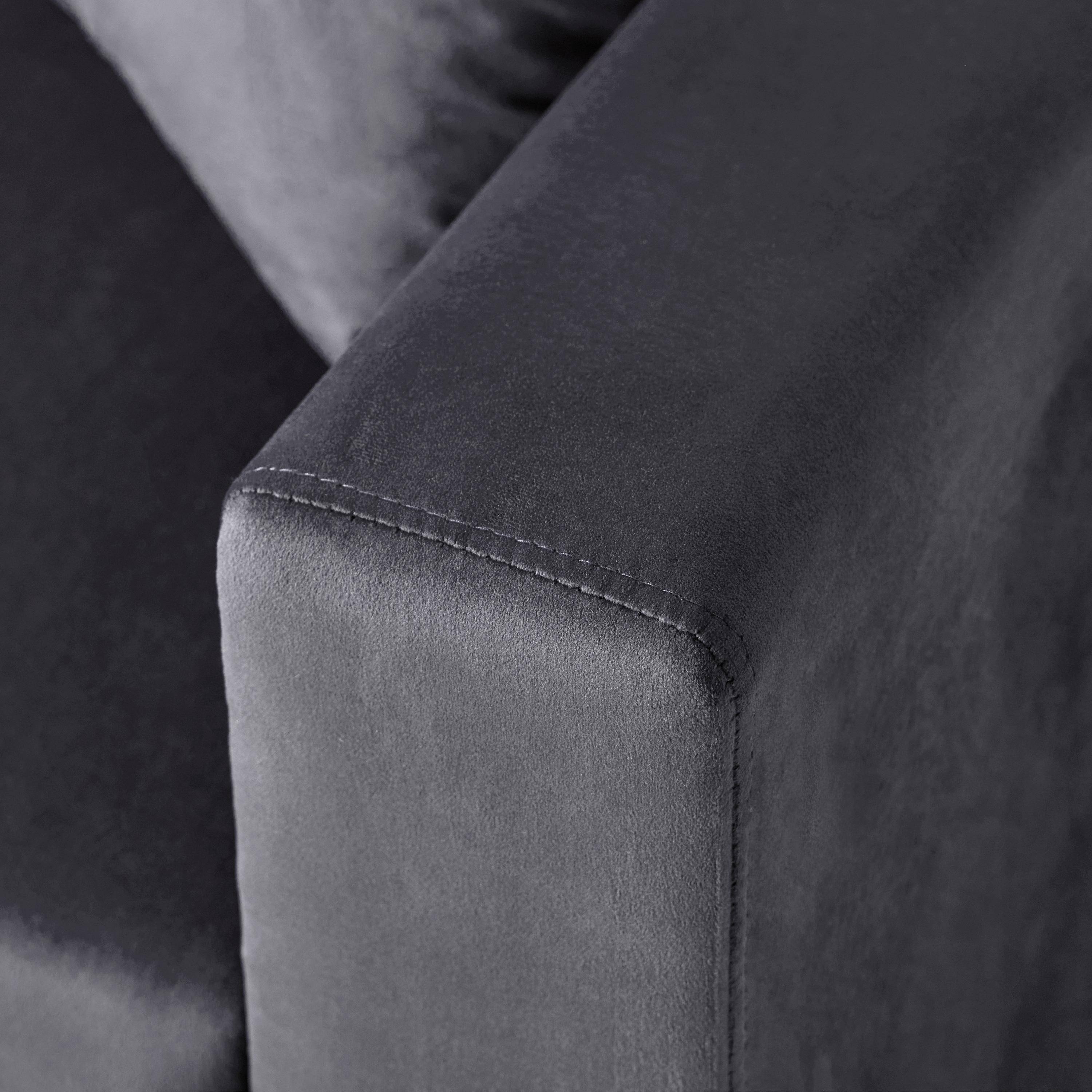 Canapé d'angle convertible en velours gris foncé 3 places, fauteuil d'angle réversible coffre rangement lit modulable  Photo4