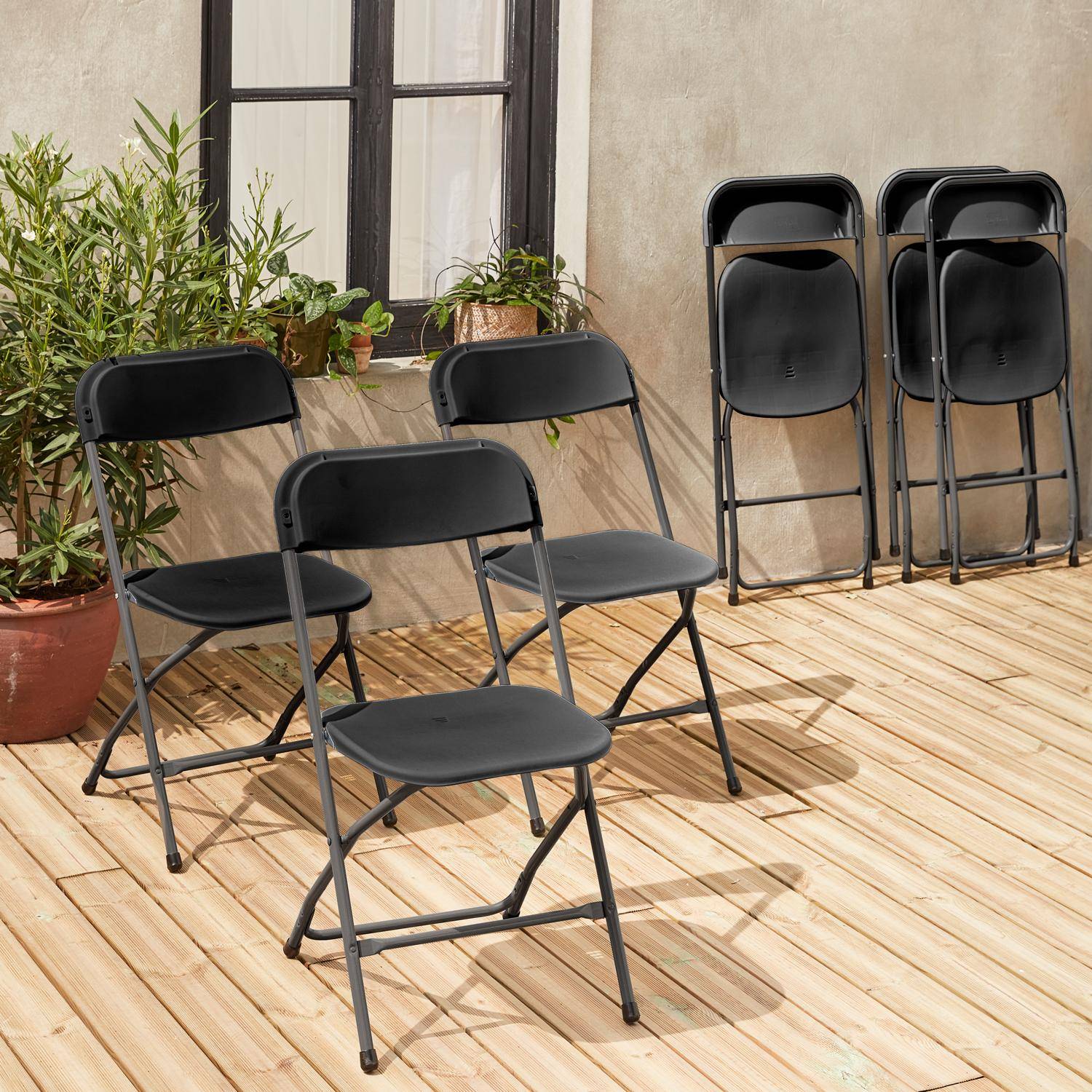 Set of 6 folding event chairs, Fiesta, Charcoal Grey, 44x81x50 cm,sweeek,Photo4