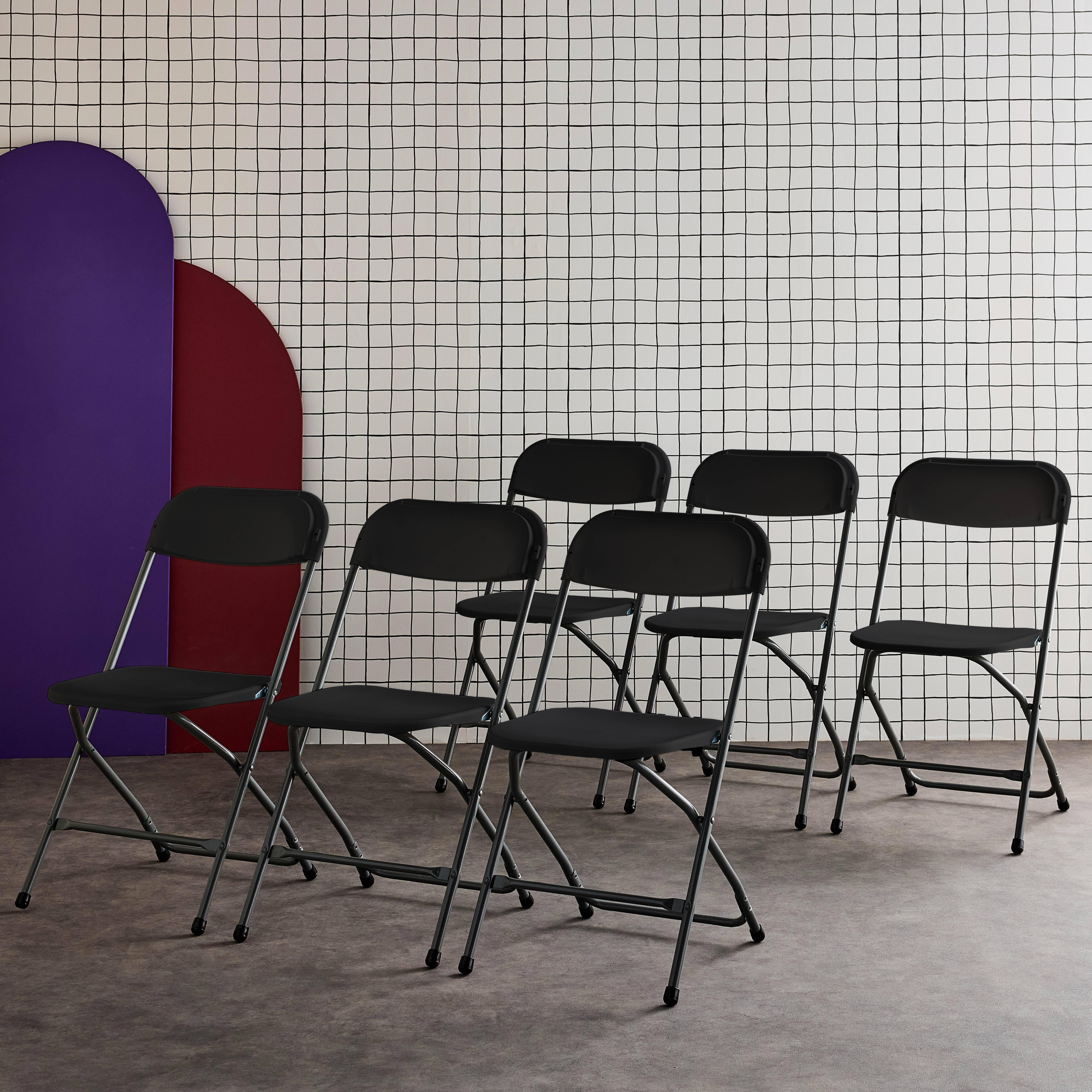 Set of 6 folding event chairs, Fiesta, Charcoal Grey, 44x81x50 cm Photo3