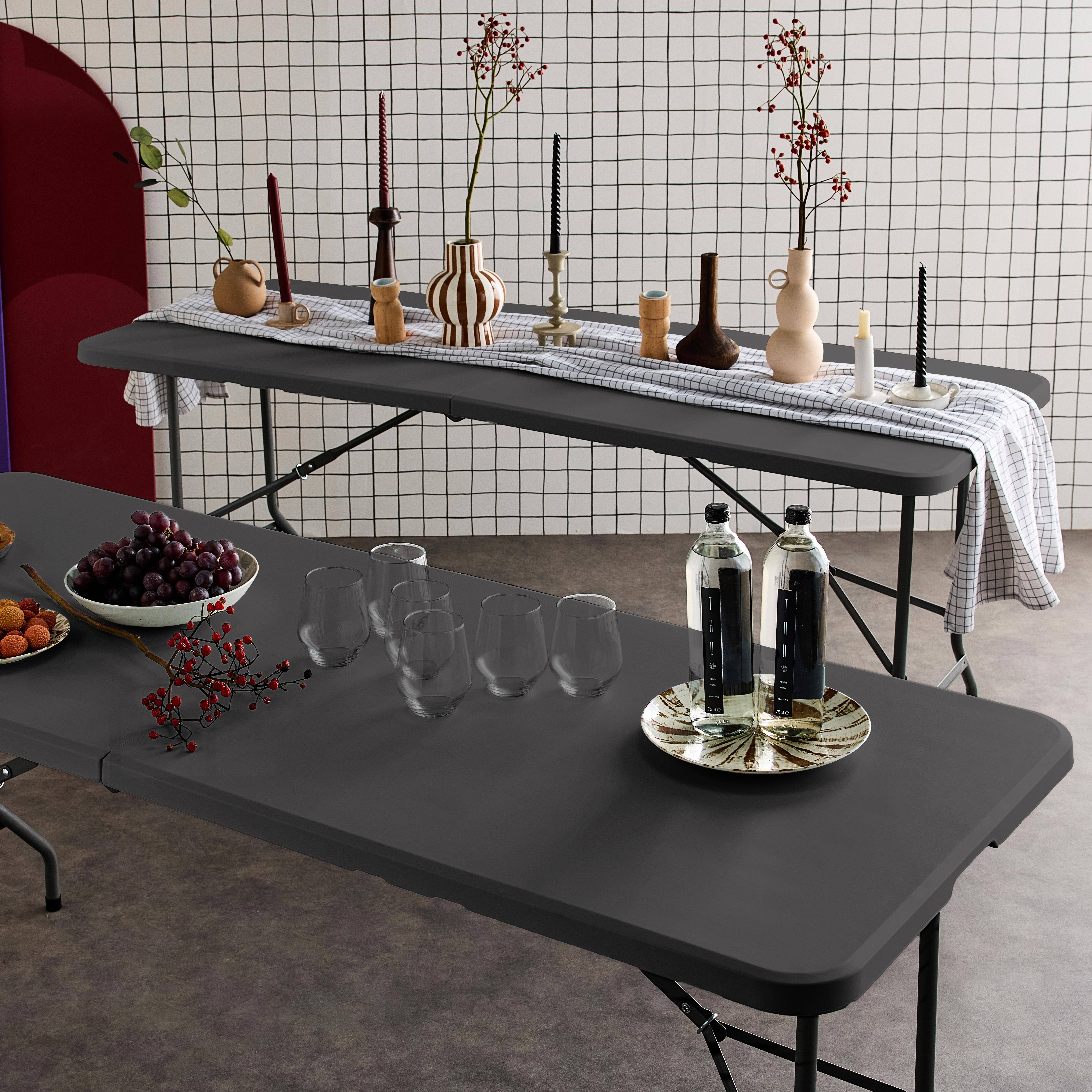 2er-Set klappbare Partytische aus Kunststoff Dunkelgrau 180 cm - Fiesta Photo2