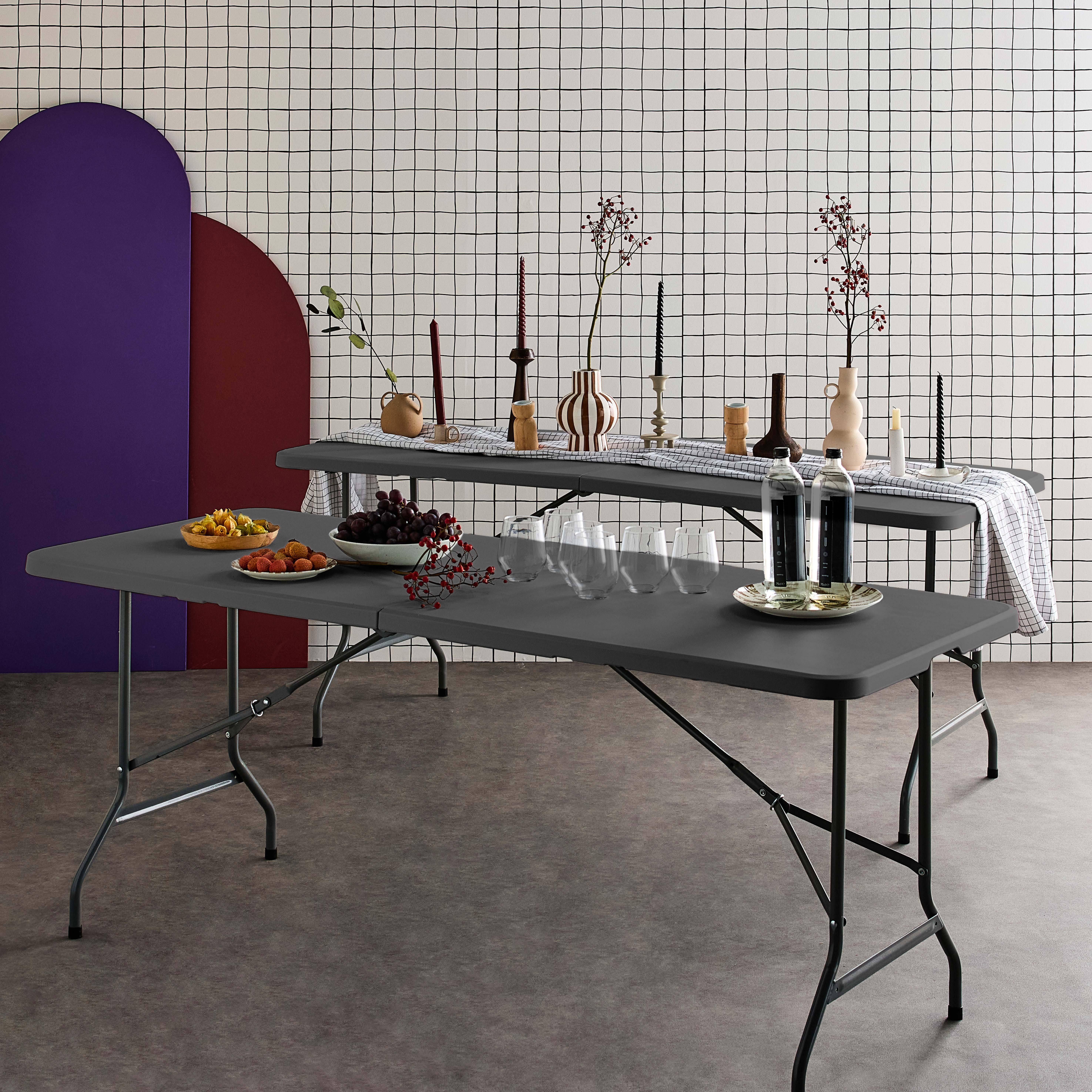 2er-Set klappbare Partytische aus Kunststoff Dunkelgrau 180 cm - Fiesta Photo1