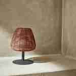Lampe de table nomade rechargeable LED en rotin naturel, intérieur / extérieur  Photo2