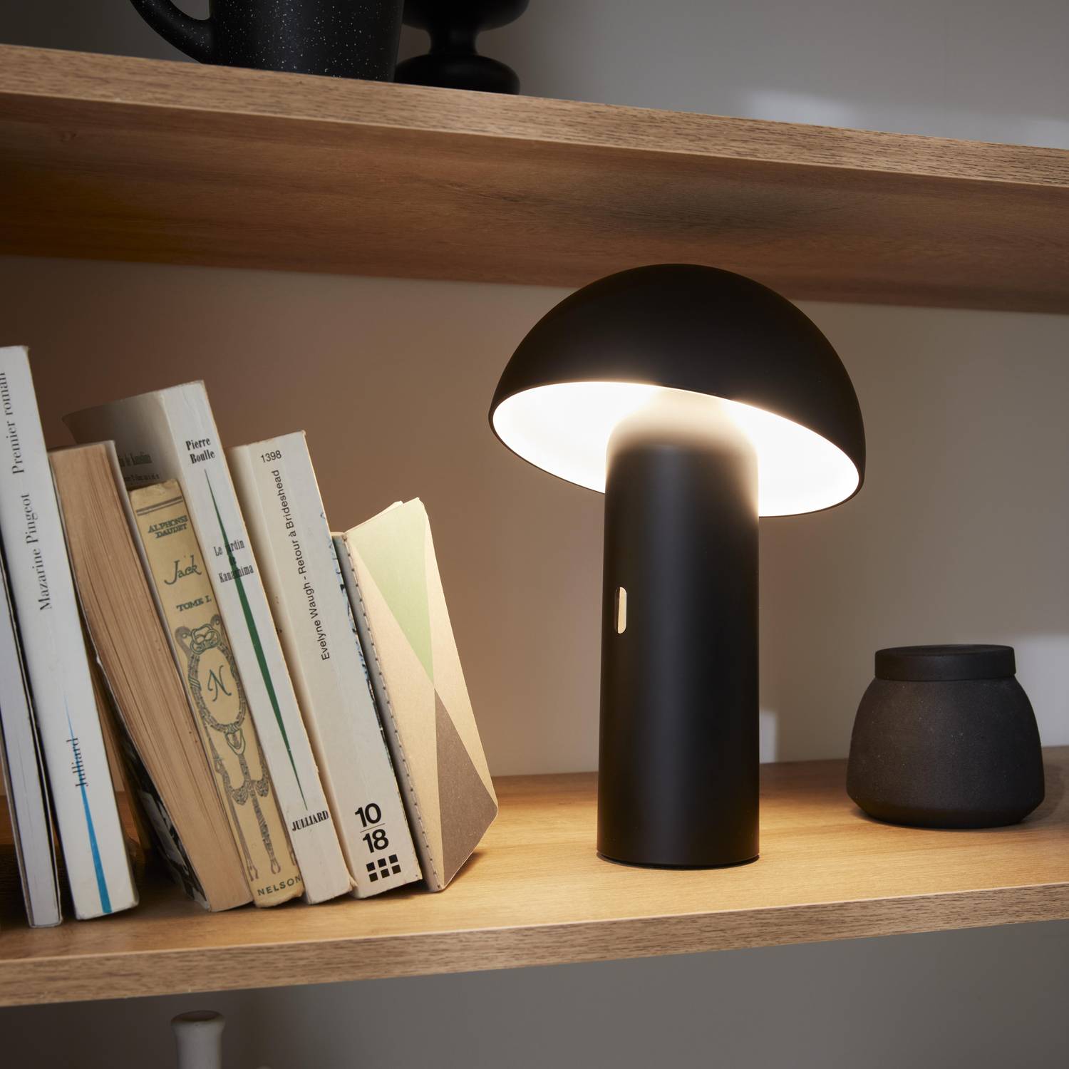 Lampe de table sans fil nomade à tête orientable noire H 28cm, intérieur / extérieur  Photo1